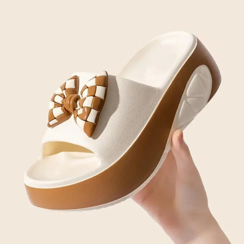 Women’s Bow Slippers – EVA Soft Sole Platform Sandals, Summer Casual Non-Slip Beach Footwear