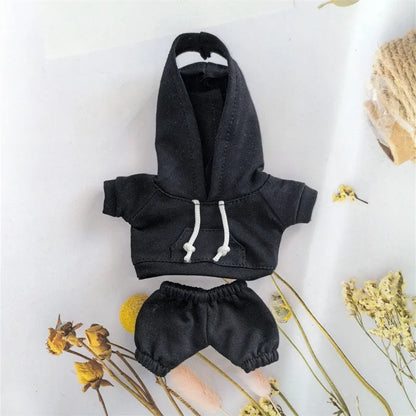 Ropa Labubu Clothes Set for 15/17cm V1/V2 Plush Dolls – Hooded Sweatshirt & Pants | Doll Outfit Accessories & Kid Toy Gift