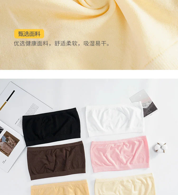 SP&CITY Women’s Summer Cotton Tube Top – Breathable Seamless Strapless Bra, No-Pad Underwear