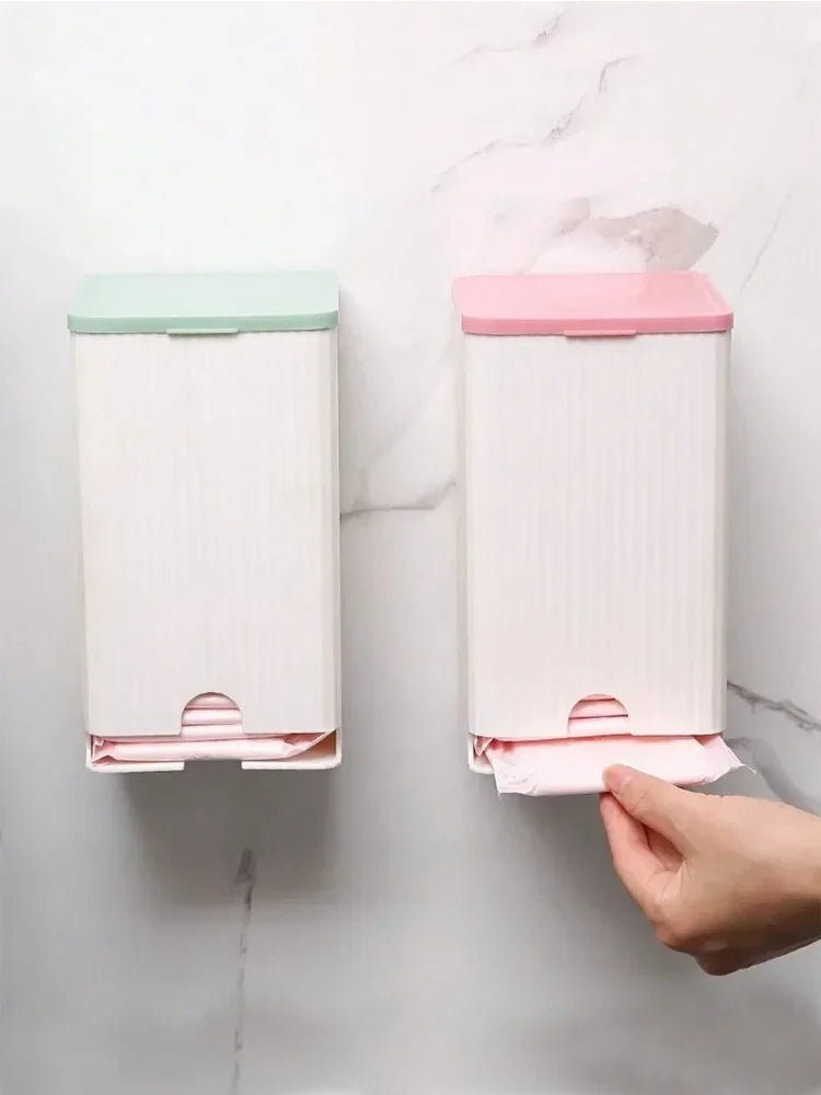 Wall-Mounted Sanitary Napkin Storage Box - Dust-Proof Organizer for Tissue Paper and Cotton Swabs, Bathroom Accessories