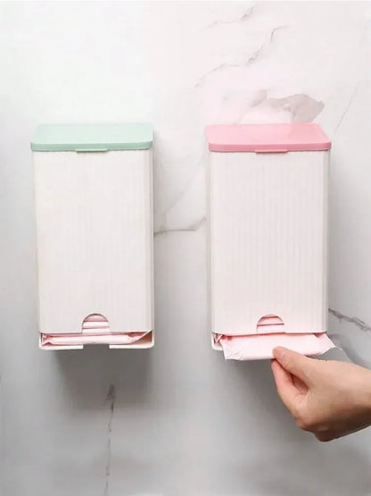 Wall-Mounted Sanitary Napkin Storage Box - Dust-Proof Organizer for Tissue Paper and Cotton Swabs, Bathroom Accessories