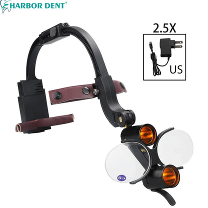 5W Dental LED Headlight – 2.5X/3.5X Magnification Binocular Loupes with 2 Filters for Dentist Surgery