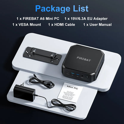 Firebat A6 Mini PC – AMD R7 6800H 8-Core, 16GB DDR5, 512GB SSD, WiFi 6 & BT5.2 Desktop Computer
