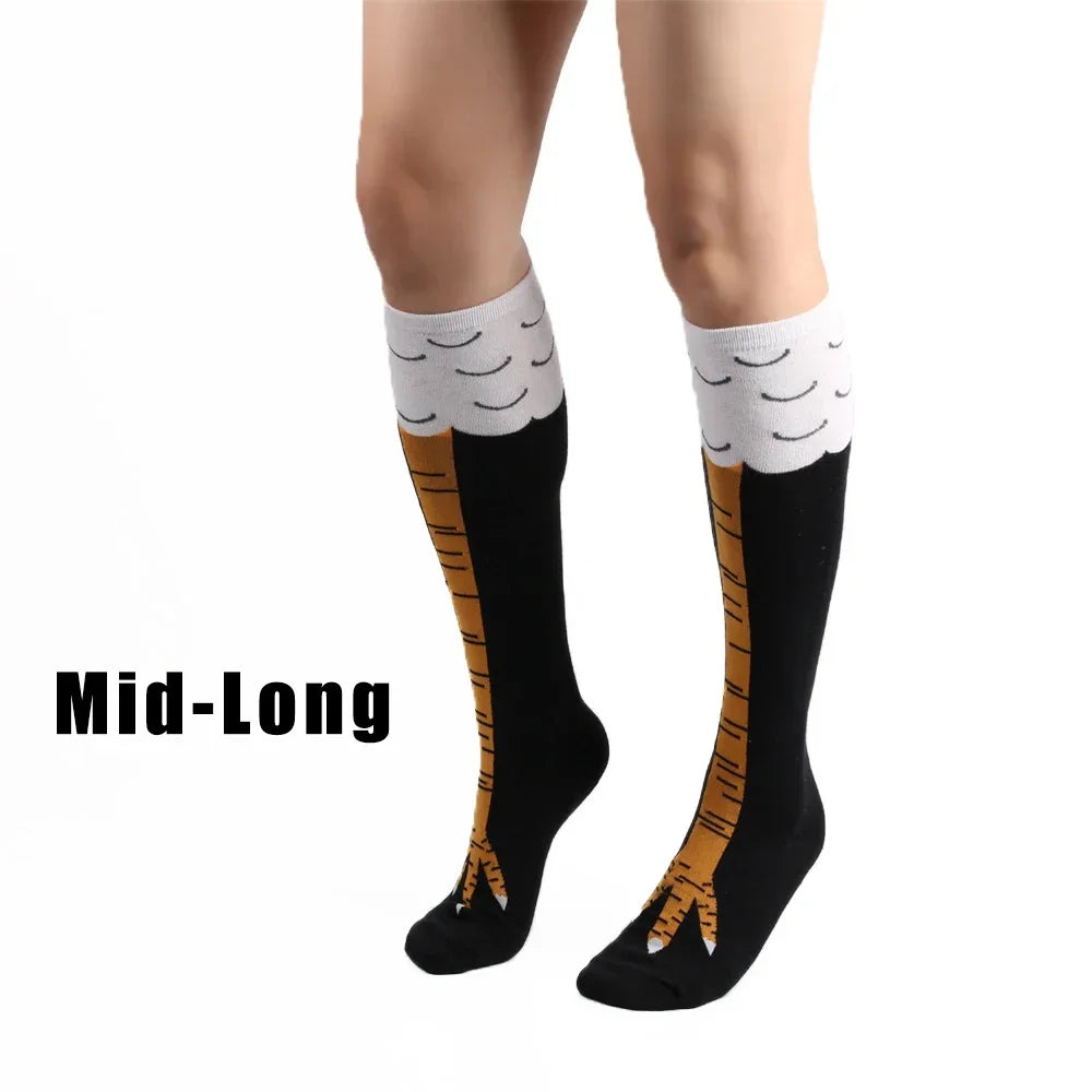 Men's 3D Chicken Print Socks - Funny Cartoon Thigh-High Cotton Cosplay Socks
