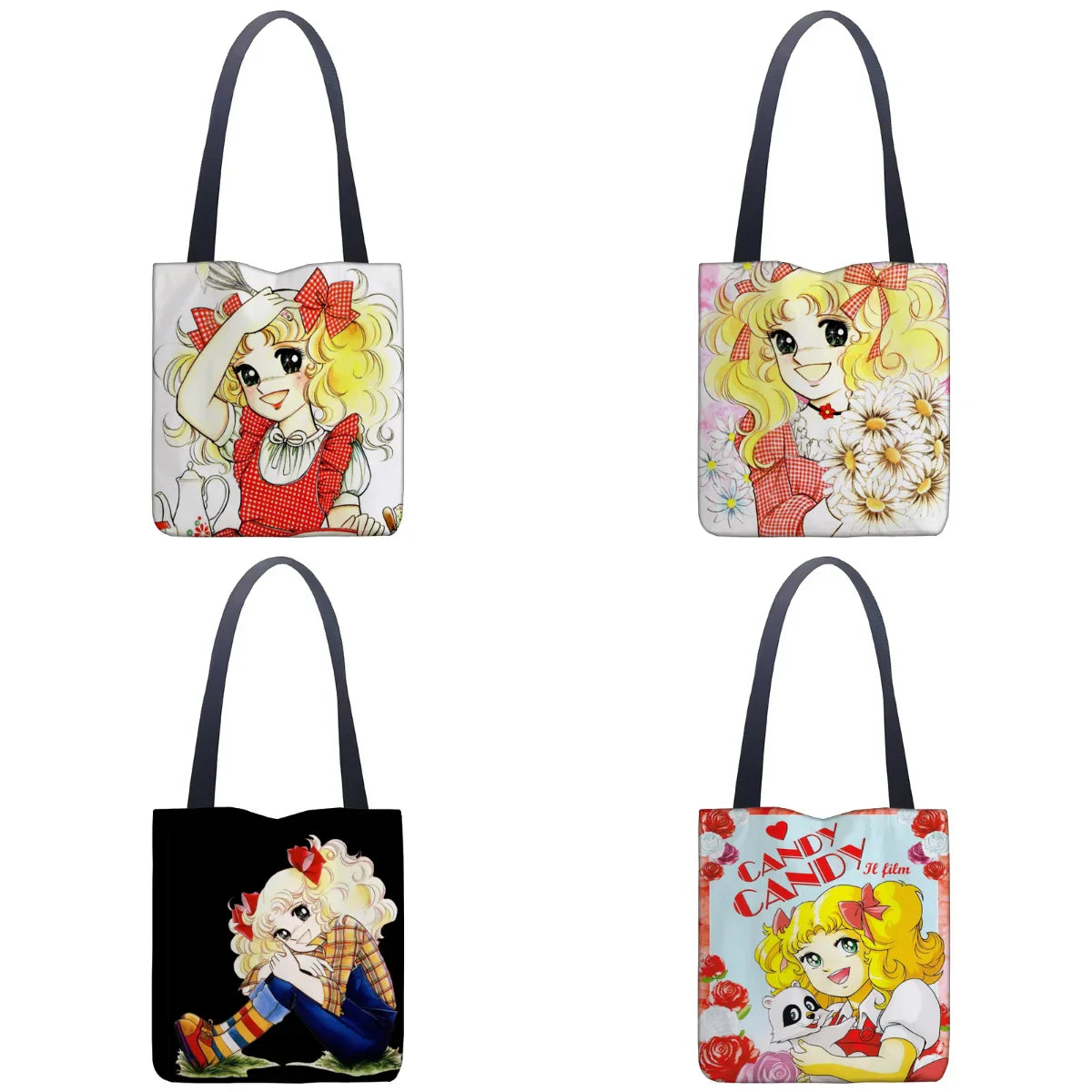 Cartoon Candy Handbag - Women’s Casual Linen Totes, Underarm Top Handle Bag, Shopping & Travel Tote