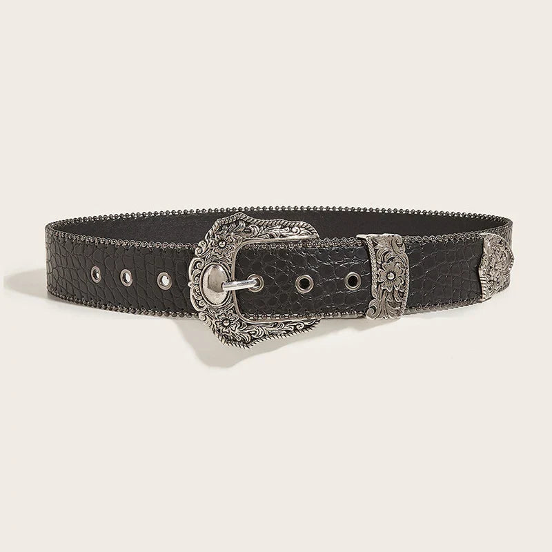 Unisex Gothic Y2K Belt – 3.8cm Luxury Punk Waistband for Men & Women, High-Quality Jeans Accessory