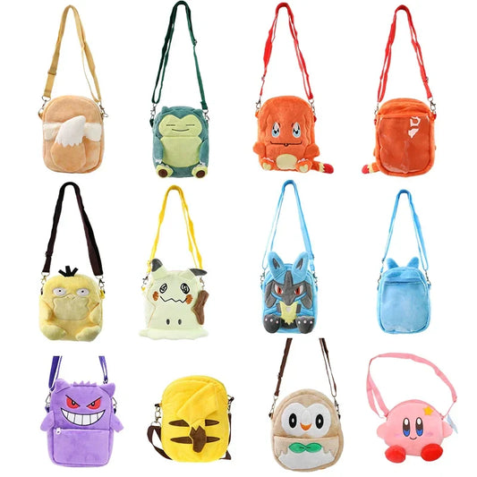 Gengar Mimikyu Snorlax Rowlet Lucario Charmander Plush Backpack — Pokémon Anime Shoulder Bag Toy Doll