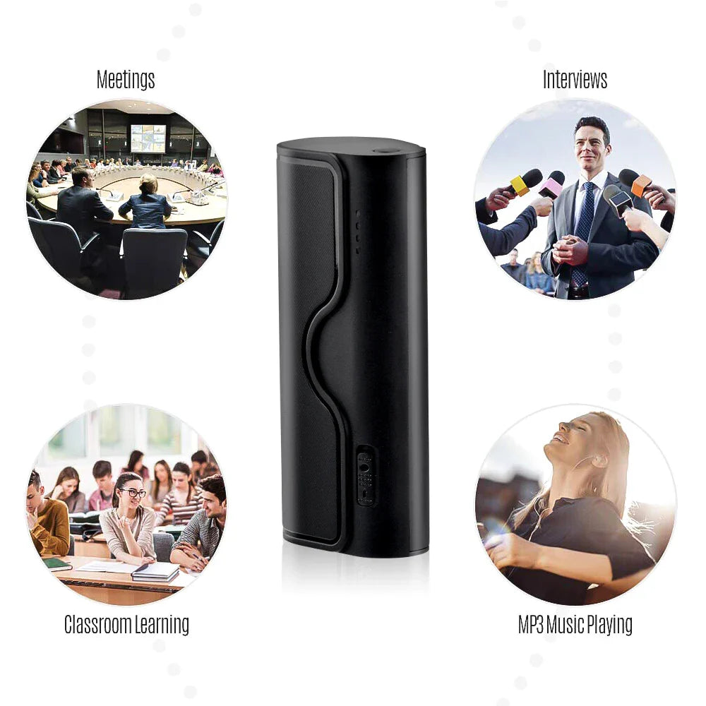 500-Hour Digital Audio Recorder – Professional 32GB/64GB Flash Drive MP3 Player for Lectures & Recording