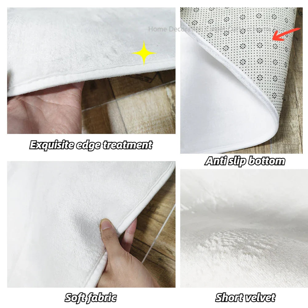 Black Stripe Plush Rug — Non-Slip Luxury Carpet for Living Room, Bedroom, Study, and Nordic Home Decor