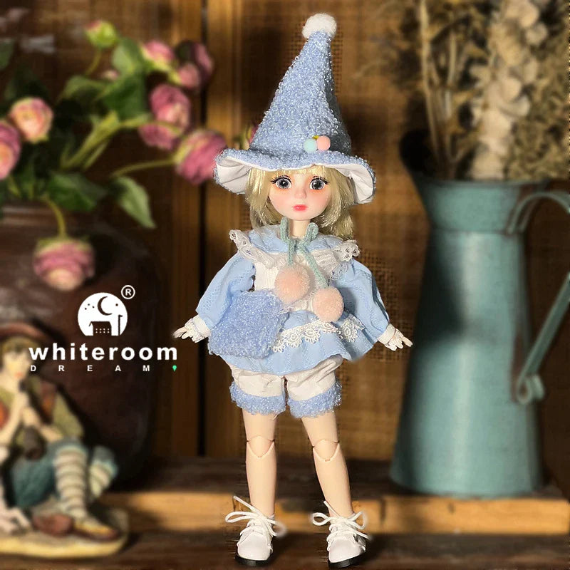 30cm 1/6 BJD Ball Jointed Doll – Starry Gray Eyes with Lolita Fashion Dress, DIY Toy Gift for Girls