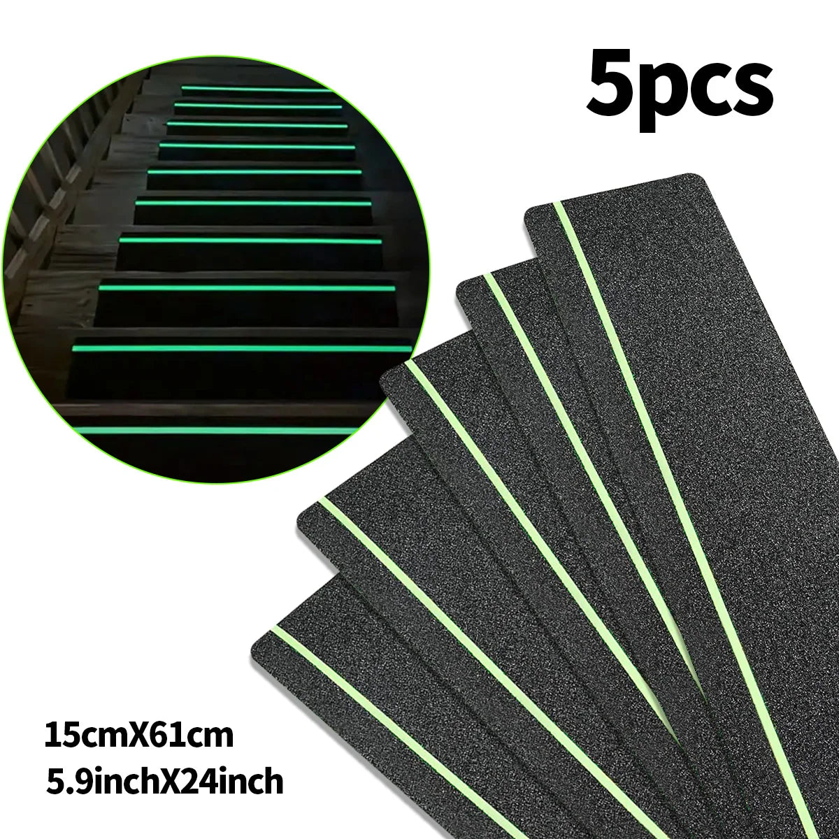 Glow in the Dark Anti-Slip Grip Tape Green Non-Skid Abrasive Adhesive Traction Tape for Stair Safety Treads & Steps