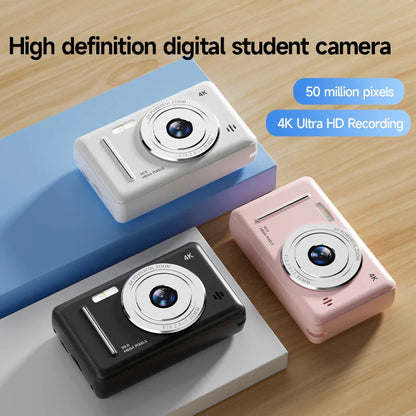 4K Retro CCD Portable Digital Camera – Entry-Level Dual Camera with Flash, 50MP, Auto Focus & Anti-Shake