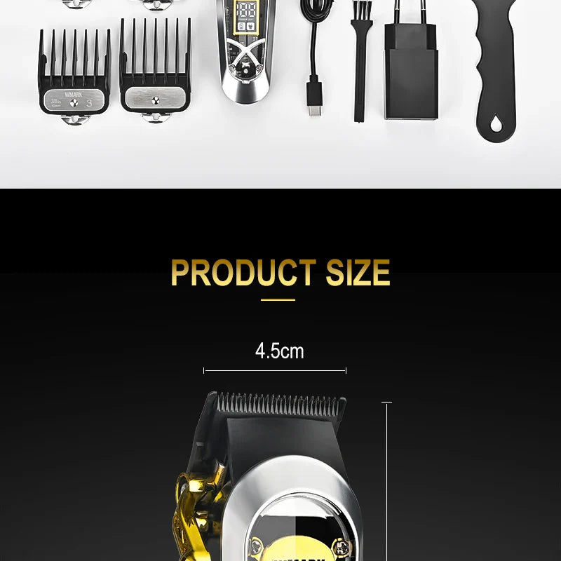 WMARK NG-130 Wireless Charging Hair Clipper – High Speed Professional Type-C Rechargeable Cutter with Charging Stand