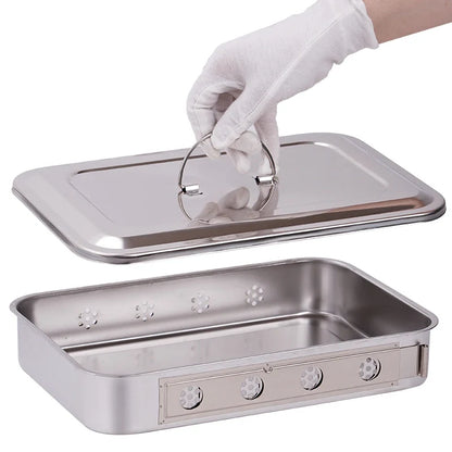 Stainless Steel Dental Disinfection Box – Surgical Sterilization Tray with Holes Medical Steriliser Container for Dentistry Accessories