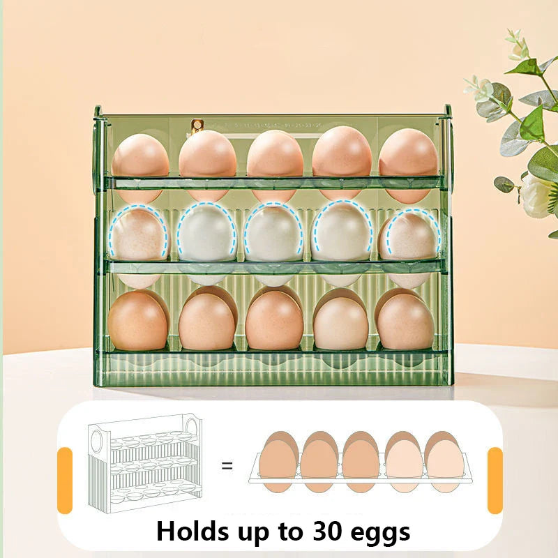 Egg Storage Box Refrigerator Organizer - Food Containers Fresh-keeping Case Holder Tray Dispenser for Kitchen