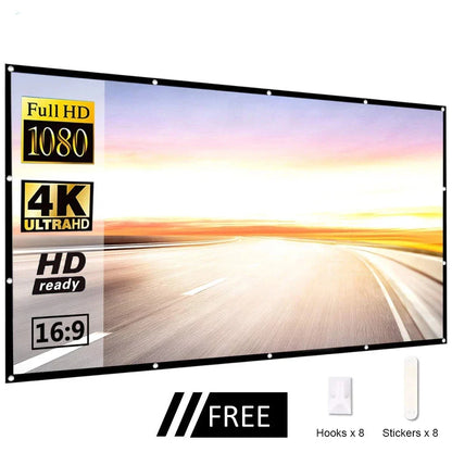 Portable Projector Screen 60–150 Inch - 16:9 Outdoor Movie & Home Theater Screen