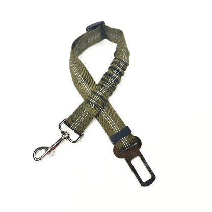 Adjustable Dog Car Seat Belt Harness – Nylon Reflective Elastic Safety Strap with Cushioning for Pet Travel
