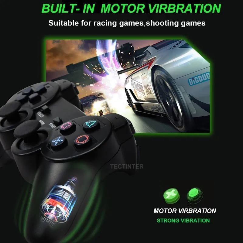 Wireless Gamepad for Sony PS2 – Controller with Double Vibration Shock Joystick for PlayStation 2 & USB PC