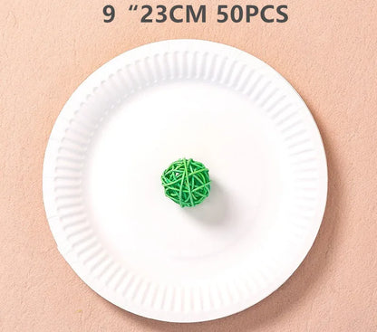 50PCS Disposable Paper Plates for Party, Picnic, DIY Drawing & Kids Craft Activities