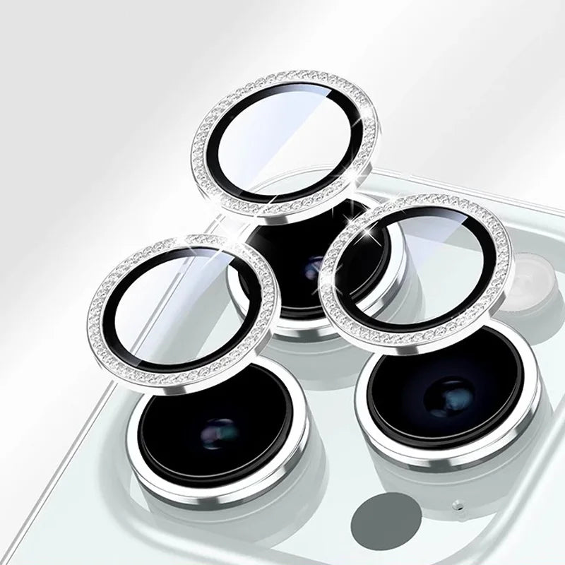 Bling Glitter Diamond Camera Lens Protector Case for iPhone 17/16/15/14/13/12/11 Pro Max Plus – Screen Protector Film Included