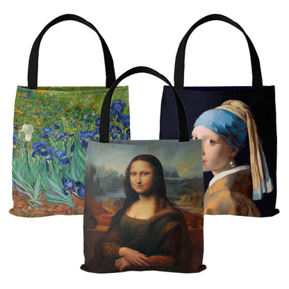 Oil Painting Printed Canvas Tote Bag - Lightweight, Multi-functional Women's Handbag for Daily Use and Shopping