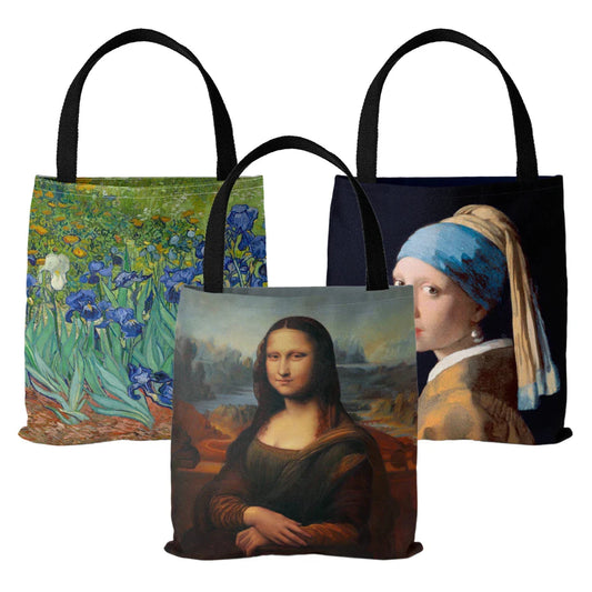 Oil Painting Printed Canvas Tote Bag - Lightweight, Multi-functional Women's Handbag for Daily Use and Shopping