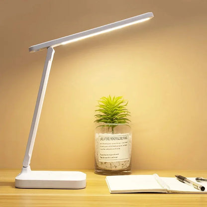 Folding LED Desk Lamp – Touch Dimmable Eye Protection Night Light for Bedroom, Bedside & Study with USB Plug-in