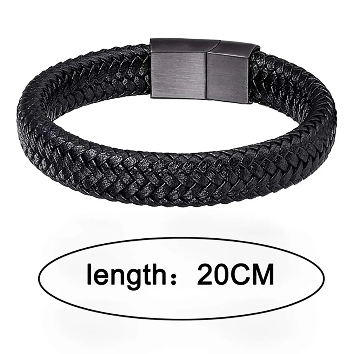 Black PU Leather Magnetic Bracelet for Men - Elegant and Mature Gift Idea