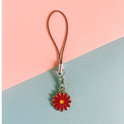 Enamel Flower Phone Lanyard - Floral Keychain Strap Bag Pendant Accessory Gift for Girls