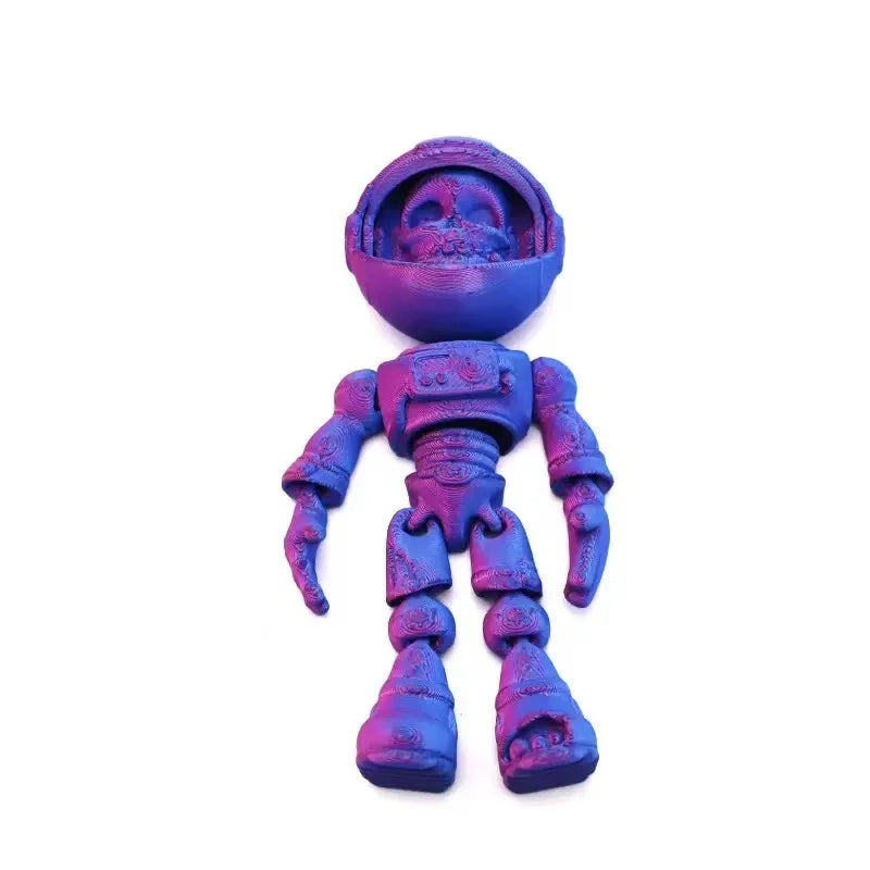 Articulated Skeleton Astronaut Figurine — 3D Printed Movable Space-Themed Collectible with Sliding Helmet for Home Display