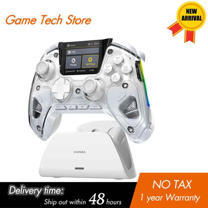 Interactive Screen Wireless Gaming Controller – Hall Effect Stick, RGB Light, 1800mAh, Charging Dock, Compatible with Switch/PC/iOS/Android