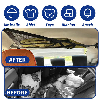 Triangular Car Roof Storage Net | Double-Layer Mesh Anti-Fall SUV Organizer for 2024