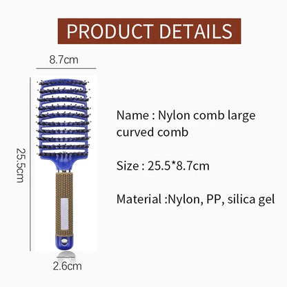 Detangling Hair Brush & Comb Set for Women - Bristle & Nylon Wet Massage Comb - Curly Hair Styling Tools