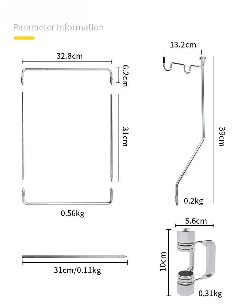Outdoor Portable IGT Table Light Pole Bracket – Stainless Steel Camping Desktop Accessory