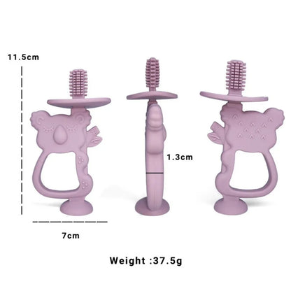 Baby Silicone Training Toothbrush: BPA-Free Koala Design - Safe Teether Chew Toy for Infants, Toddler Teething Ring Accessory