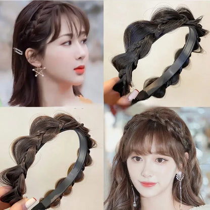 1pc Handmade Retro Wig Twist Headband for Women - Wide Fishbone Braids Hairband - Styling Headwear Accessory