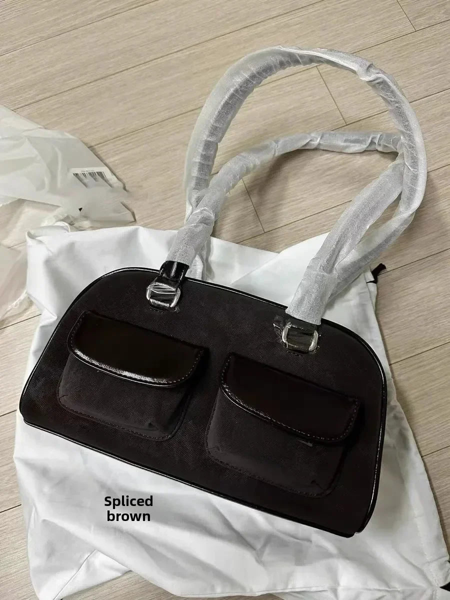 Korean Xu Yunzhen Sane Style Bowling Bag — Oil Boston Tote Underarm Bag for Women