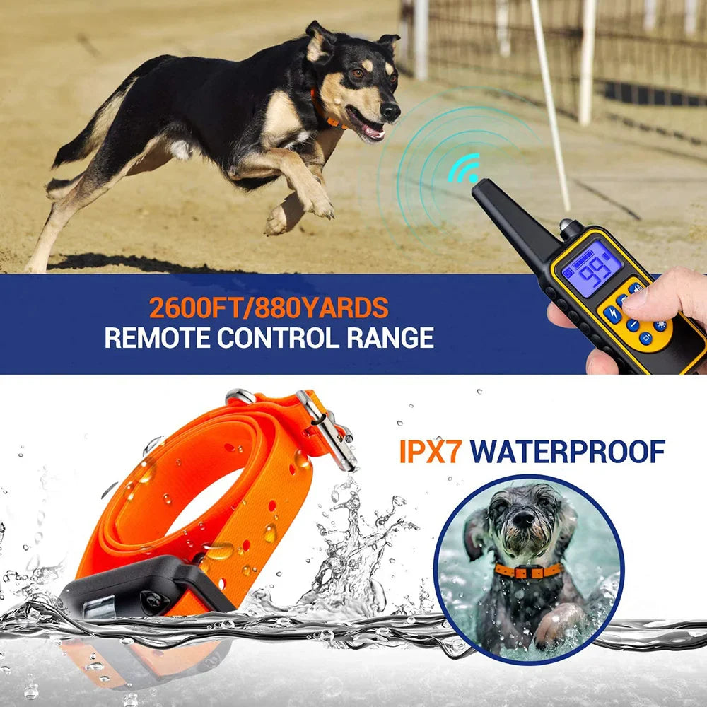 Electric Dog Training Collar - Detachable, Rechargeable Anti-Barking Shock & Vibration Collar for All Dogs with Clicker