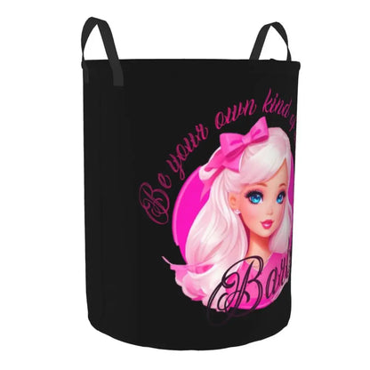 Custom Barbie Logo Laundry Basket – Collapsible Large Capacity Clothes Storage Bin, Disney Baby Hamper
