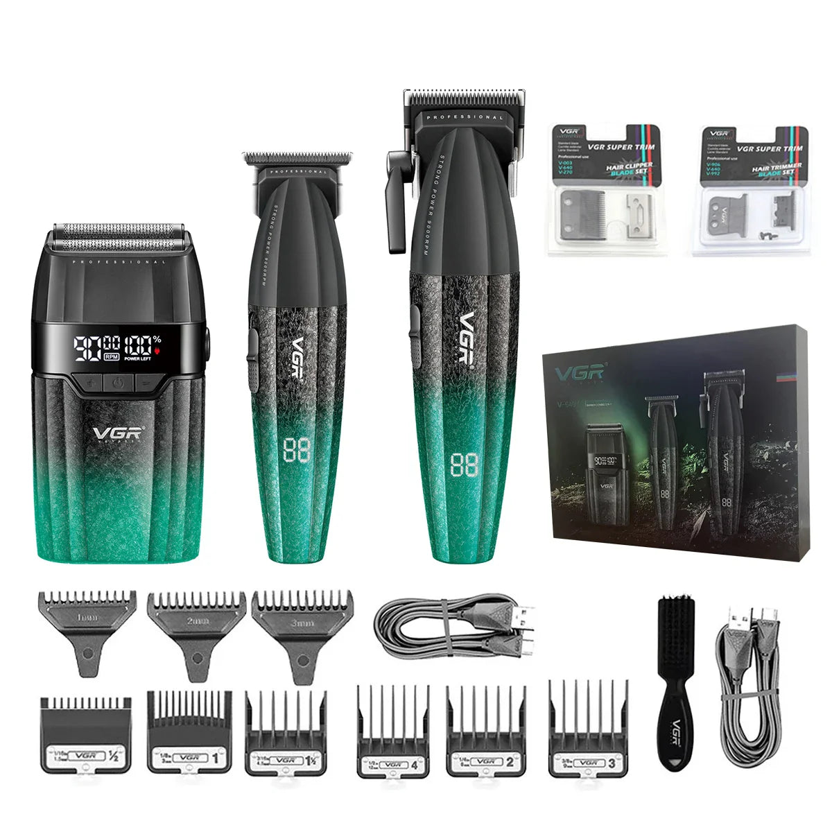 VGR Professional Hair Clipper V-640 S3 — 9000RPM Hair Cutting Machine & Beard Trimmer for Men