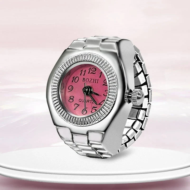 Creative Ring Watch - Alloy Finger Ring with Circular Dial for Men & Women