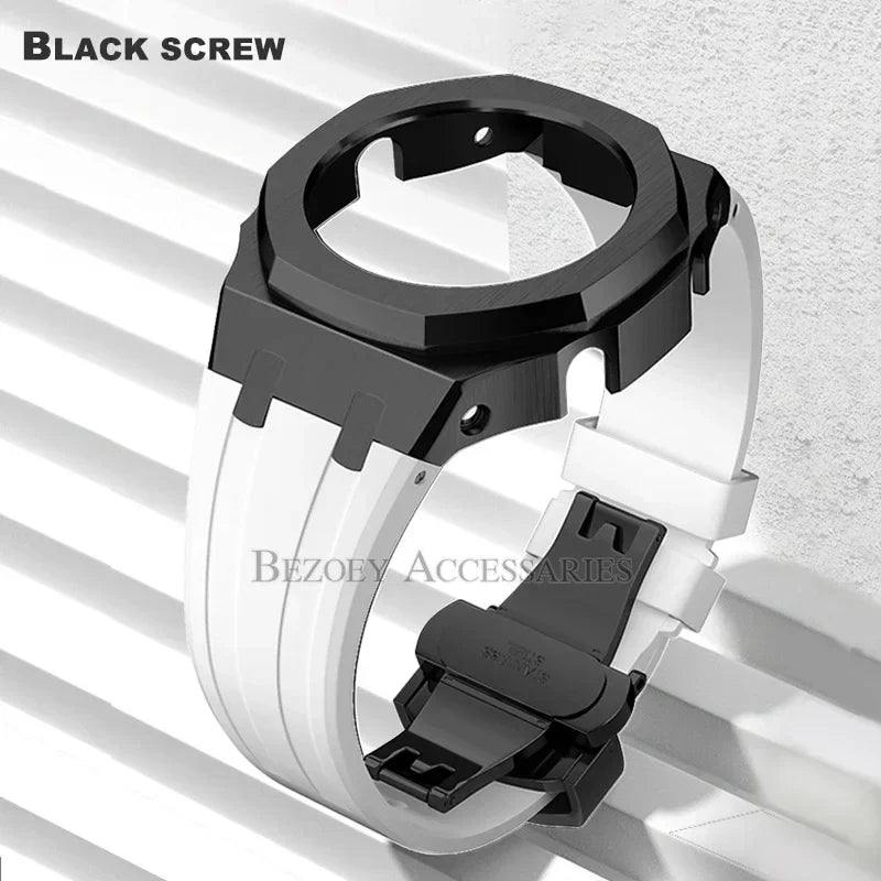 GEN4 Casioak GA2100 Mod Kit – Stainless Steel Case, Bezel, and Rubber Strap Replacement for G-SHOCK GA2100/GA2110