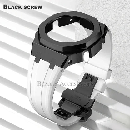 GEN4 Casioak GA2100 Mod Kit – Stainless Steel Case, Bezel, and Rubber Strap Replacement for G-SHOCK GA2100/GA2110