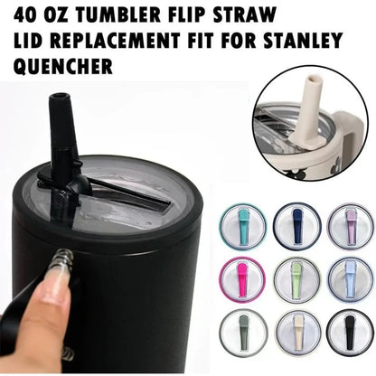 Spill-Proof 40oz Cup Lid for Stanley – Eco-Friendly Replacement with Spiral Straw Cover Accessory