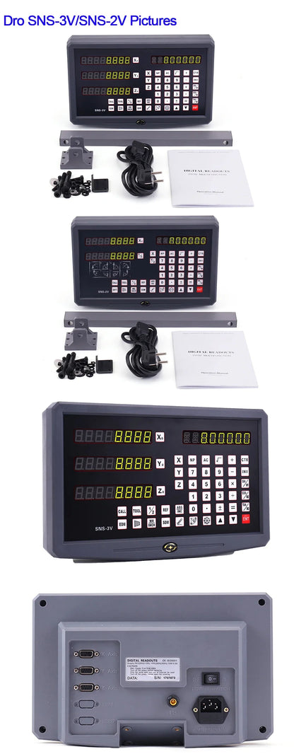SNS-2V/3V 2-3 Axis DRO Digital Readout — TTL Signal Display for Lathe, Milling & CNC Boring Machines (80V-250V)