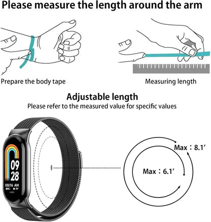 Milanese Loop Strap for Xiaomi Mi Band 8 NFC & Mi Band 9 – Replacement Bracelet Accessory