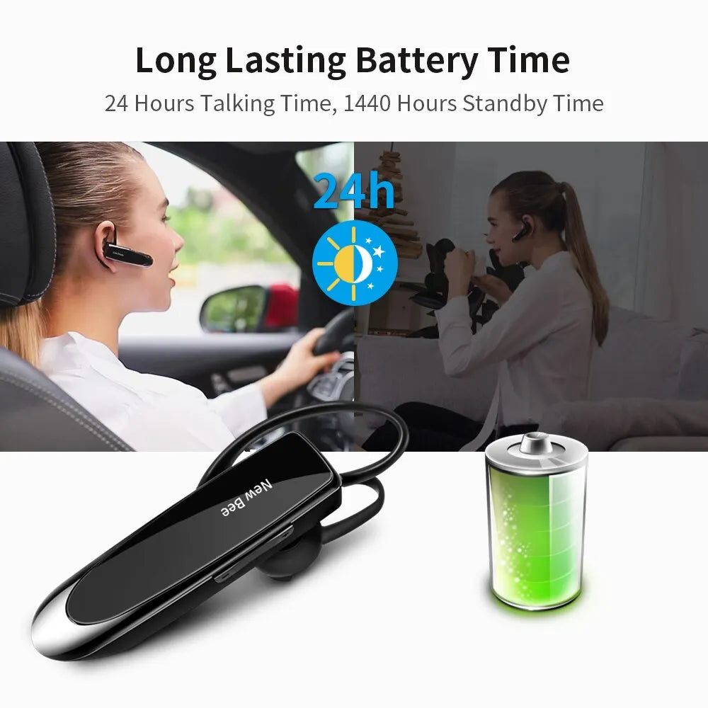 New Bee B41 Wireless Bluetooth 5.0 Earphones – Hands-Free Mini Headset with CVC 6.0 Mic, 22H Music Playing for iPhone