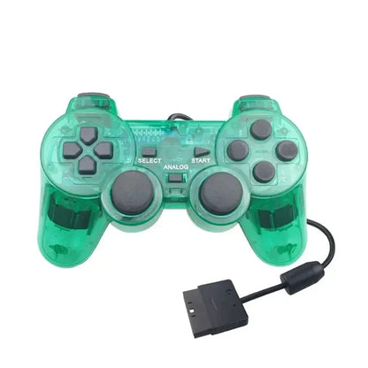 Transparent Wired Controller for PS2 – Dual Vibration Gamepad Joystick for PlayStation 2 Console