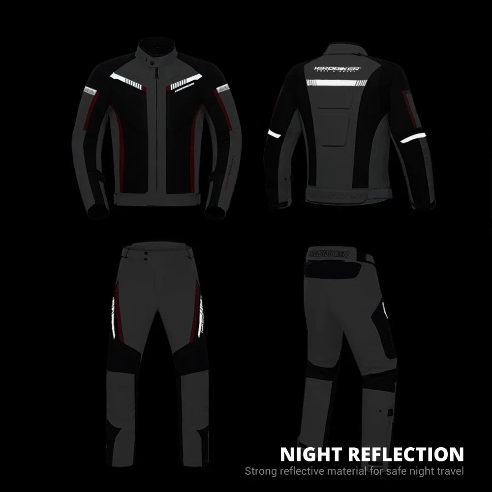 HEROBIKER Waterproof Motorcycle Jacket - Men’s Racing Riding Gear With EVA Protection Moto Pants Clothing Set