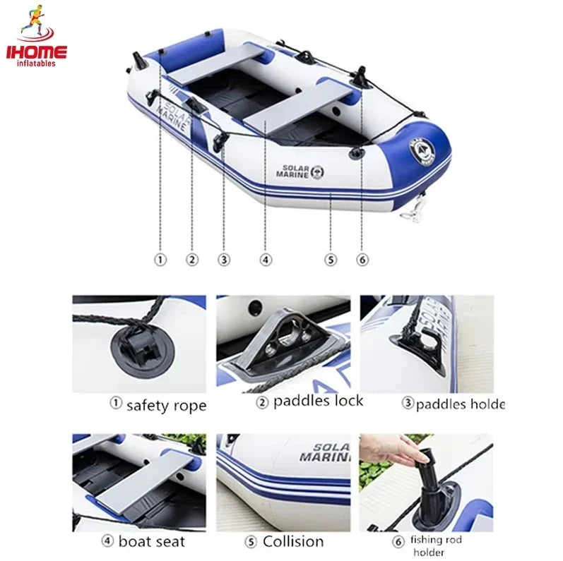 PVC 3-Layer Inflatable Boat – Wear-Resistant Fishing Kayak for 2-6 Persons, Rowing Canoe & Sports Boat